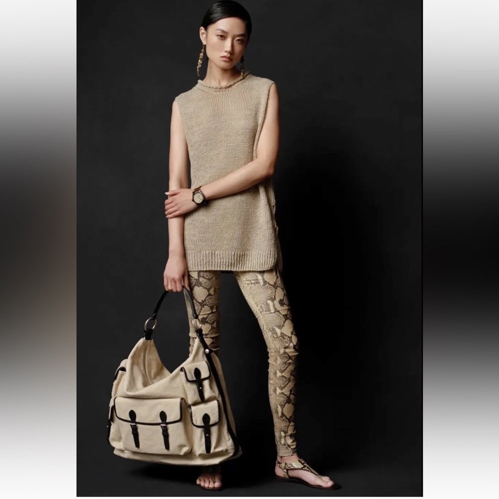 NWT $2490 Ralph Lauren Collection Lamb Leather Stretched Leggings Python